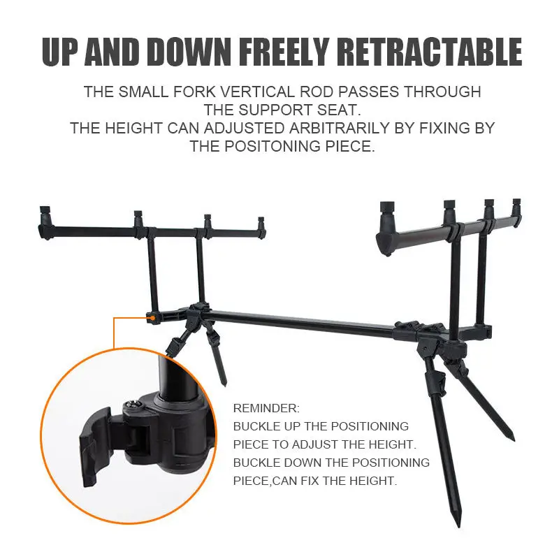 Aluminum Alloy Adjustable Durable Retractable Carp Fishing Rod Pod Stand Set