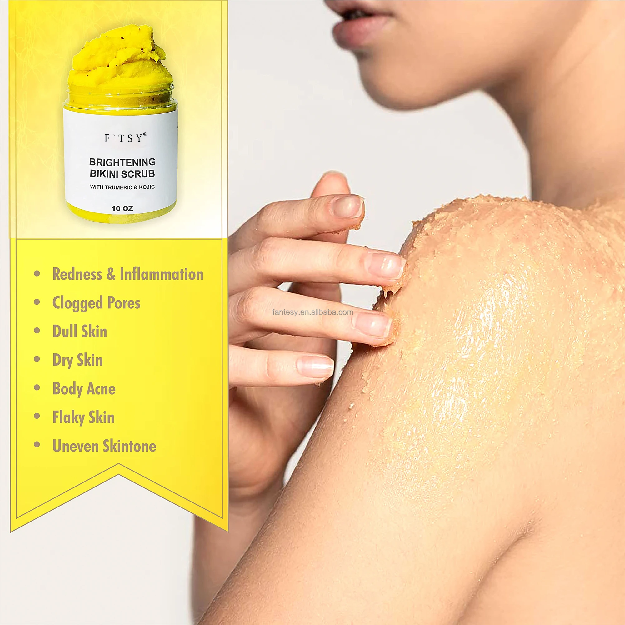 OEM Turmeric Cream Scrub Whitening Exfoliating Body Face Treatment Adults Salt Dark Spots Inner Bikini Underarms Body Face Scrub