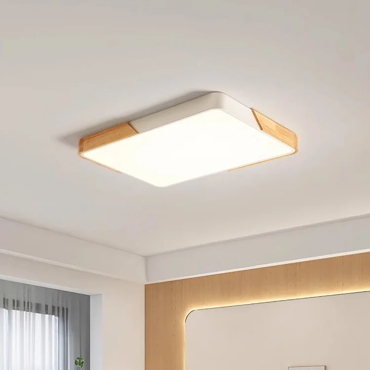 Nordic LED White Wooden Flush Mount Ceiling Lighting Fixture Home Decor Modern Acrylic Round Ceiling Lamp For Indoor Bedroom 12W