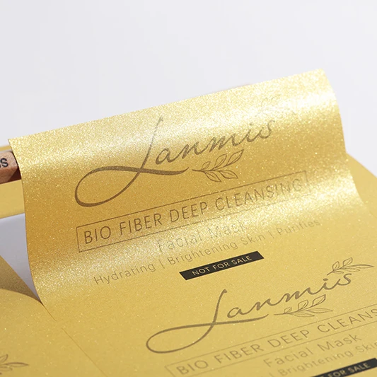 Pearlescent sticker gold clear business label affixed paper bag packaging custom print brand  logo sticker