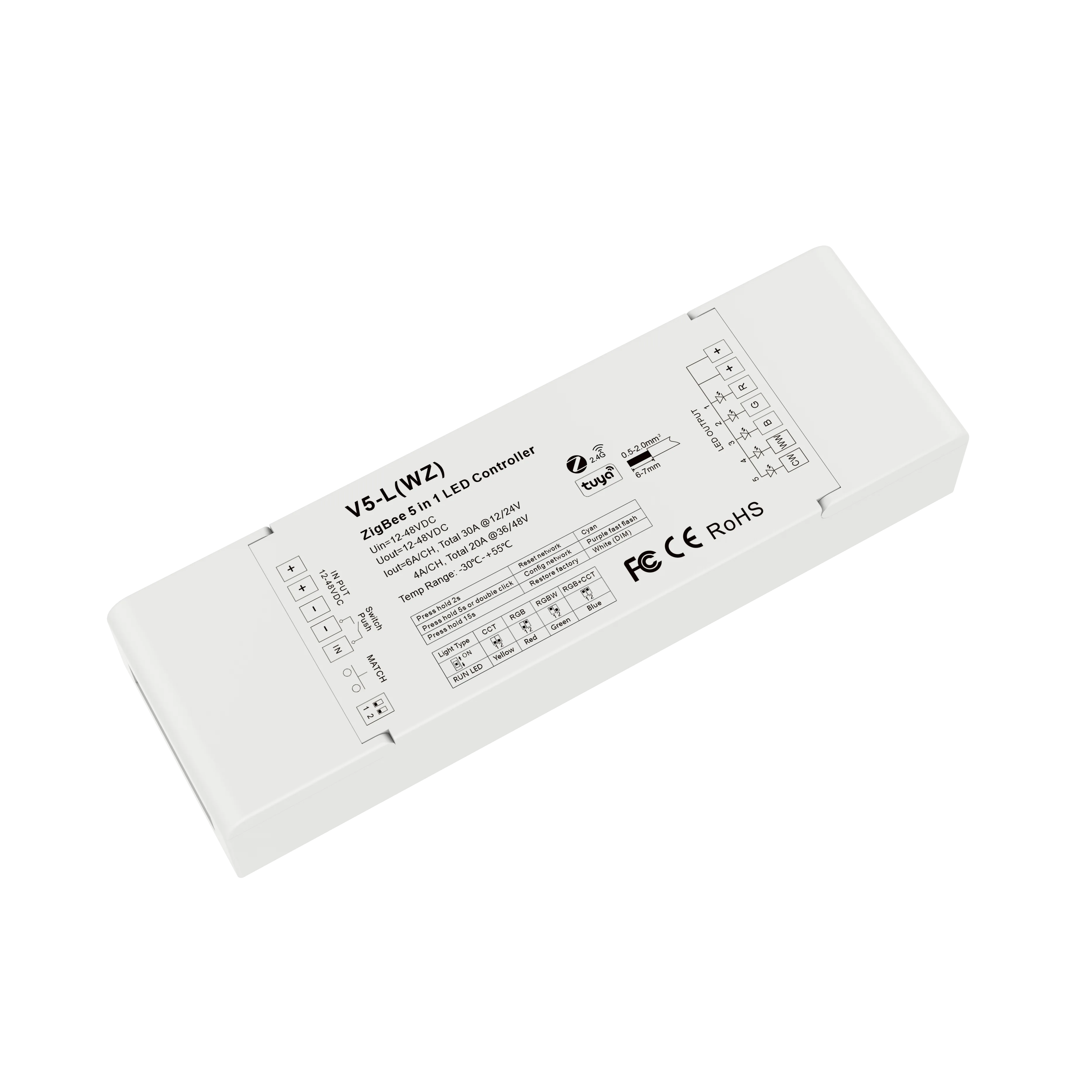 V5-L(WZ) Zigbee 3 0 5-канальный светодиодный контроллер ECHO 5 в 1 диммер ZigBee-RF преобразователь push dim smart led
