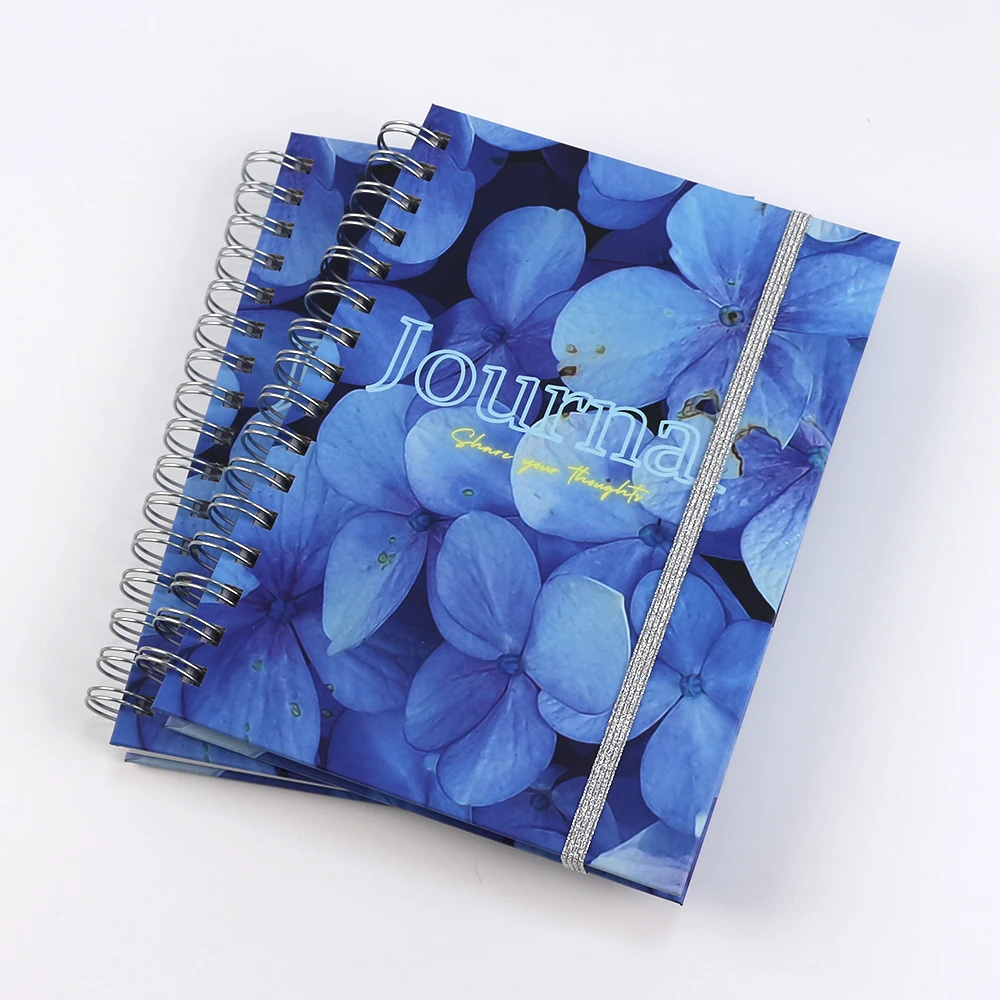 Custom create luxury wire spiral A5 A4 business planner diary gold elastic closure journals notebook custom printing