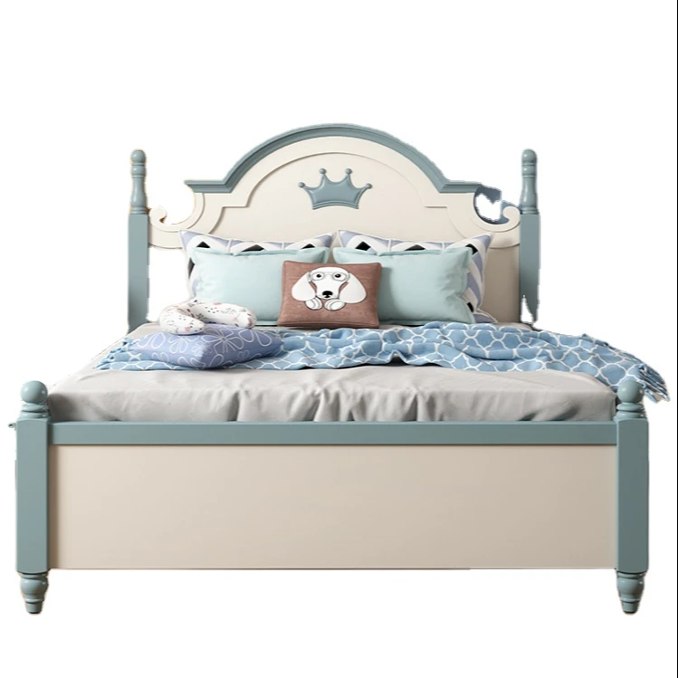 Комплект Мебели для мальчиков и девочек в стиле принцессы из цельного дерева, китайская однотонная деревянная детская кровать