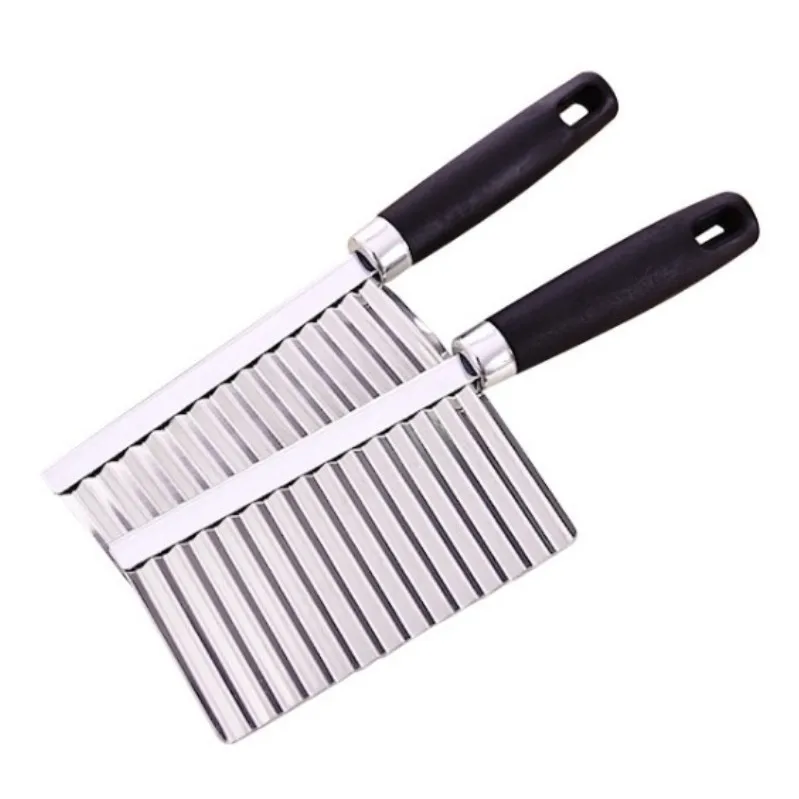 Black Handle Potato Knife Corrugated Knife Chip Cutter French Fries Knife Multifunctional Vegetable Chopping Stainless Steel Pot
