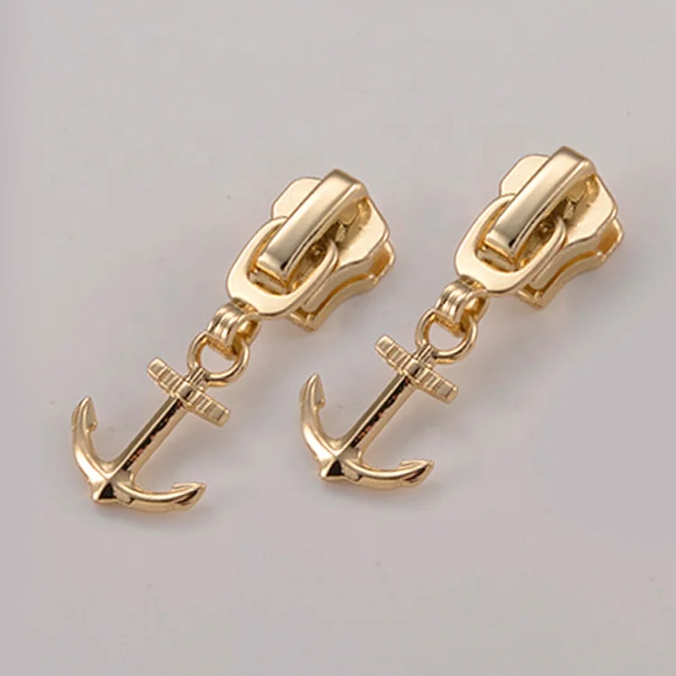 High end zipper pull custom design made head metal customized slider mold 5 waterproof with