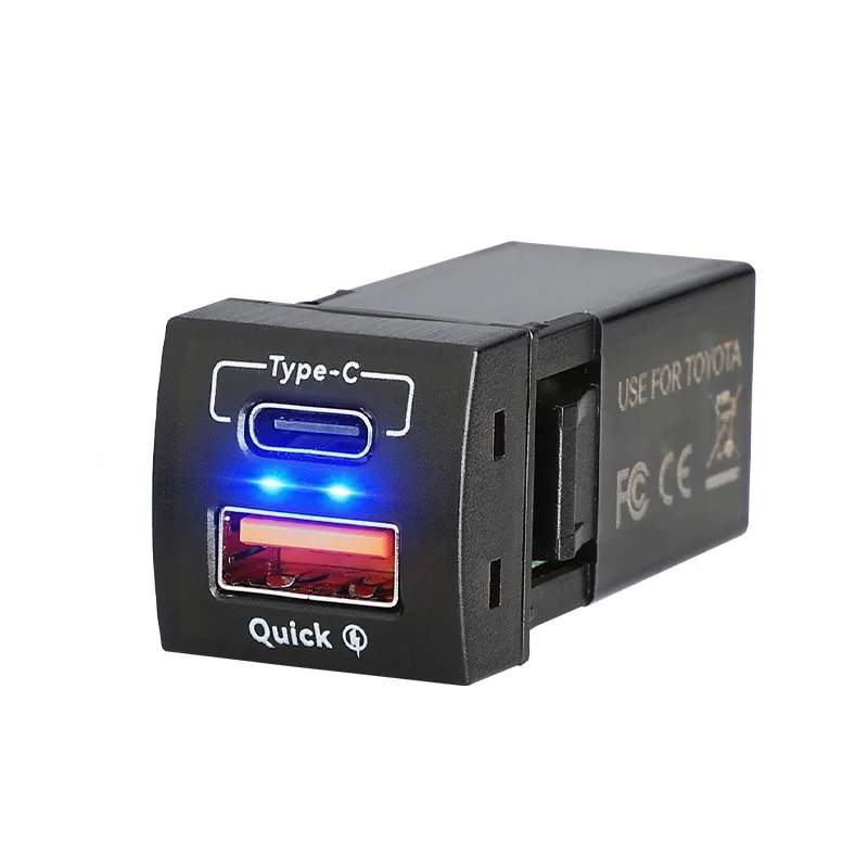 Factory Wholesale Price USB QC3.0+Type+PD+Voltage Display Small Toyota Fast Charger