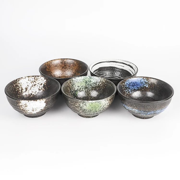 Japanese Style Ceramic Cereal Bowls Porcelain 260ml Salad Soup Rice Bowl Set, Multi Colors (4.5 inch)