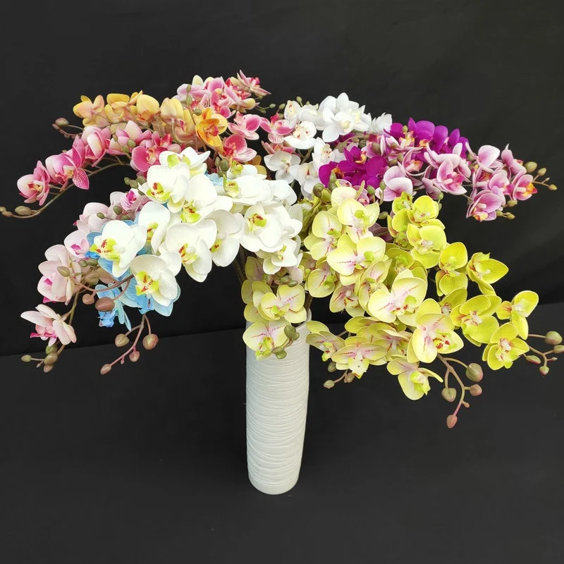 KEWEI-J622 21 Heads Flowers Real Touch Orchid Flowers White Orchids Artificial Flowers Real Touch