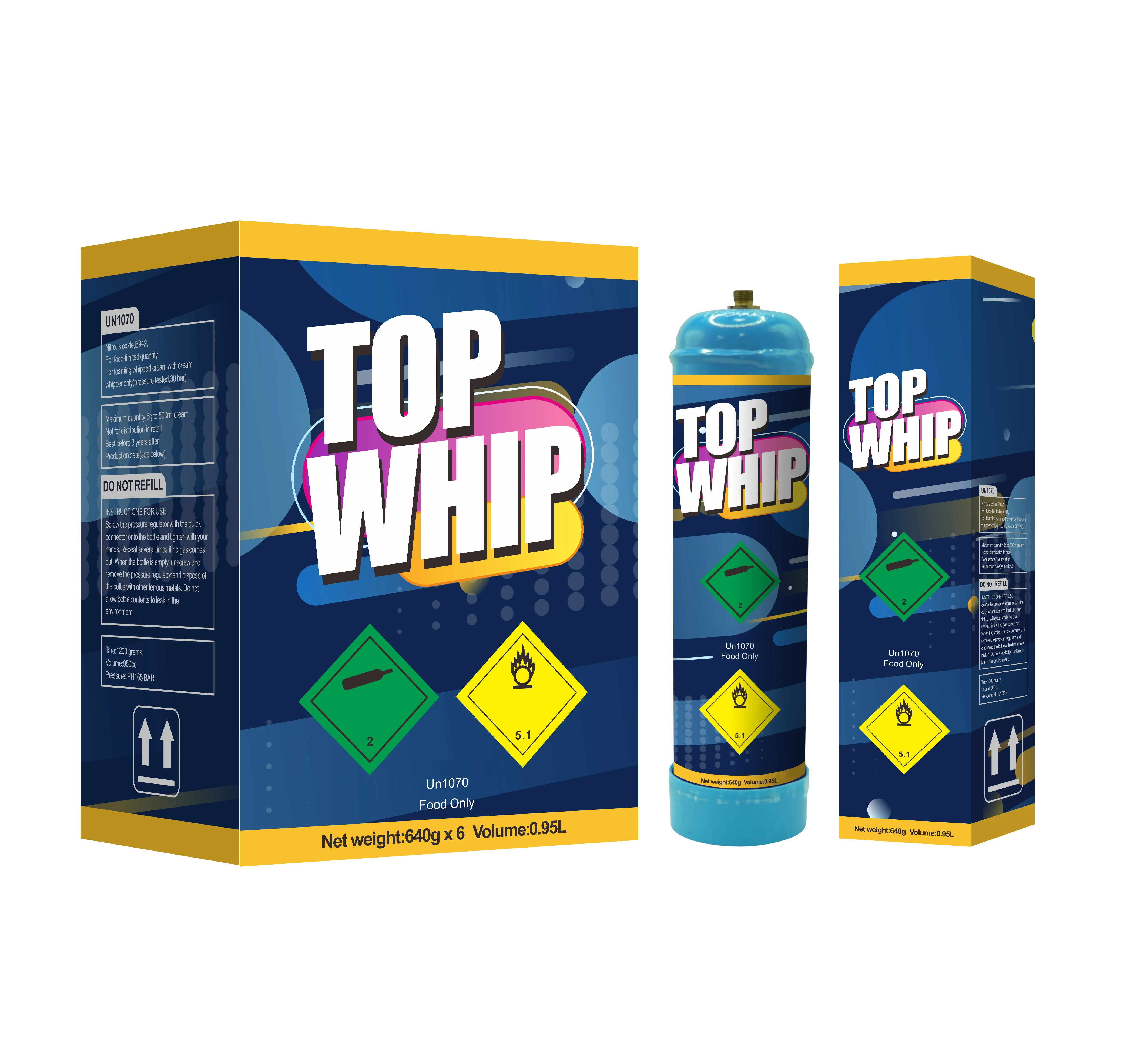 Botijao de GS Creamy Deluxe 640g Europe Ware Whip Creme with Fast Gas  Chargers for Bonbonnes