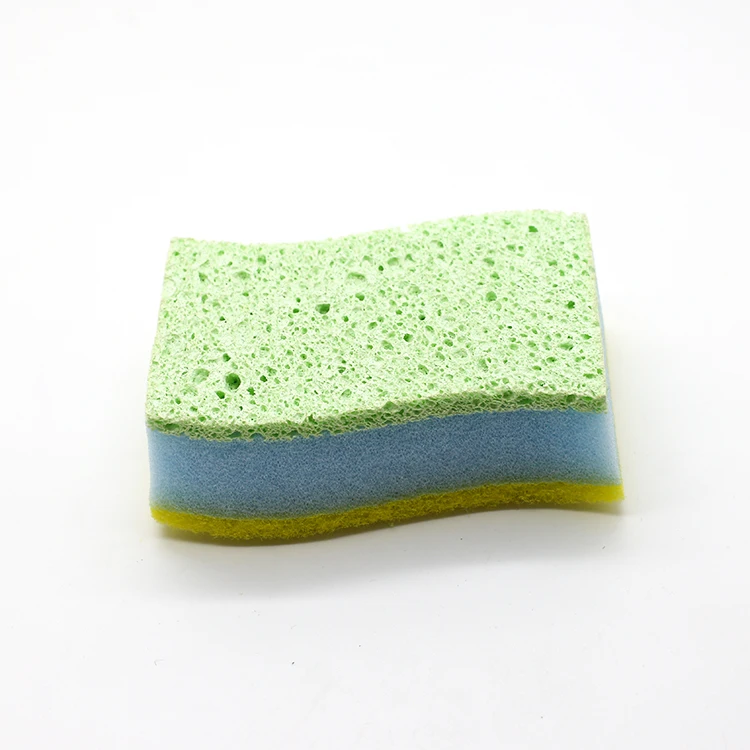 Customized   Sponge Scouring Pad Household Cellulose Sponge Biodegradable Cleaning Scrubber