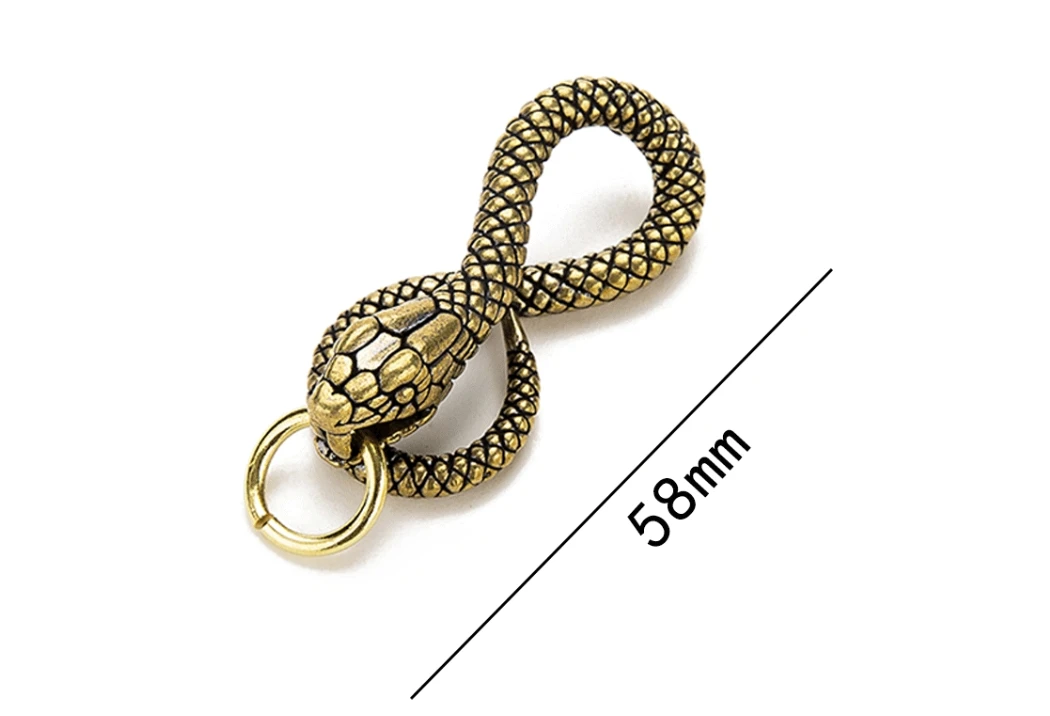 Brass Belt Hook Retro Snake Shape Key chains Fob Clip Animal Key Ring Wallet snake keychain with O ring Charm Pendant Decor Gift