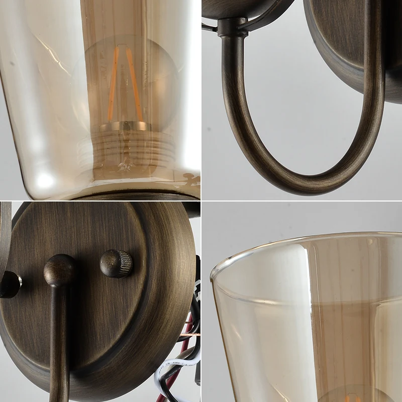 HUAYI Antique Style Modern Wall Lamp Glass Wall Lamp Vintage Home Decor Creative Studio European Style Loft Hotel Wall Lamp