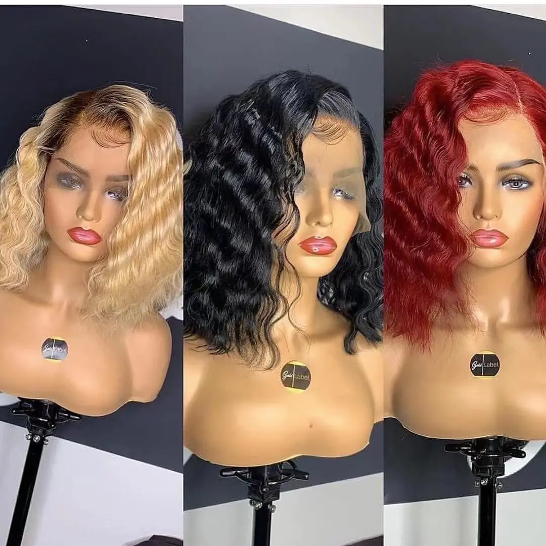 Loose Deep Unprocessed Raw Hair Bob Wig Lace Front,Wholesale Short Human Hair Lace Front Wig,Brazilian Hair Hd lace Frontal Wigs