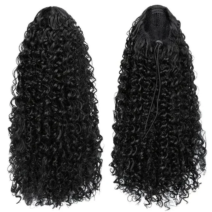 Drawstring Ponytail with Clip in Curly Ponytail For Black Women Deep Curly Hair Extensions Ponytail Curly Pony Tail From Vietnam
