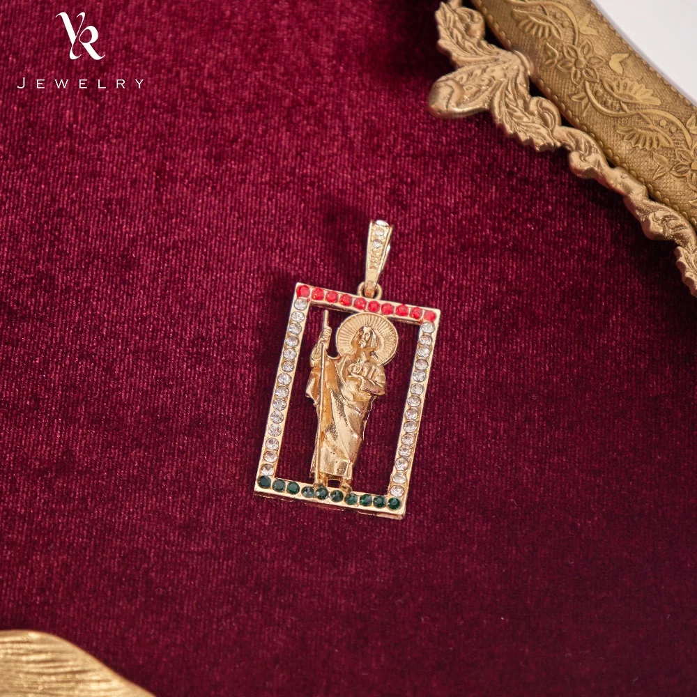 FP1151 Oro laminado 18k позолоченные слоистых Cz Micro Святой Иуда Сан Tadeo кулон мужские ювелирные изделия