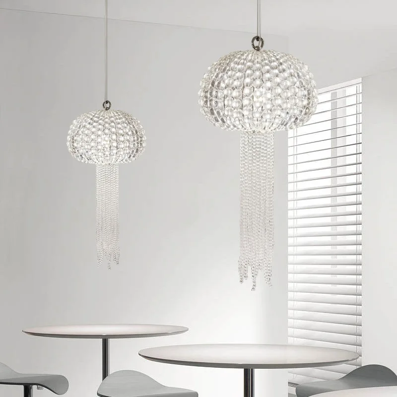 American Style Jellyfish Clear Crystal Chrome Metal Chandelier and Medusae Pendant Lamps