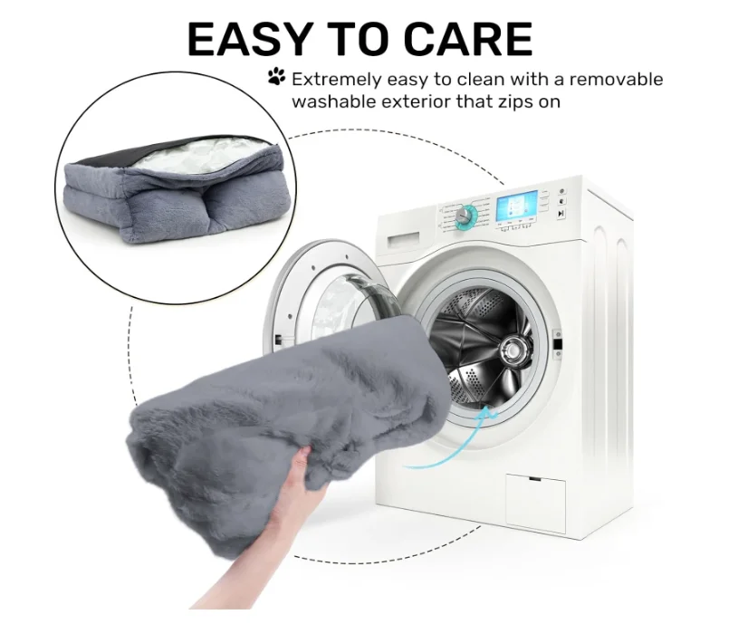 Wholesale pet supplies accessories Deluxe Fur Human Size dog bed Giant beanbag bed with washable fur cover human sized dog bed.