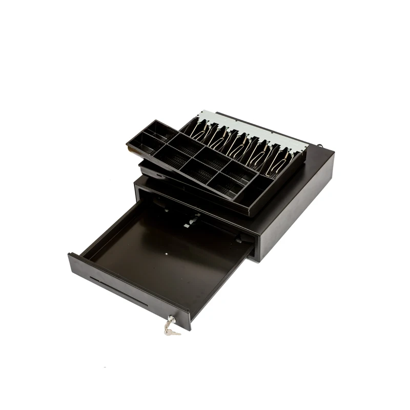 Durable Heavy Duty Cash Register Desk Drawer KR-410 With Metal Tray 4 Bills 8 Coins 12V Cash Drawer For Pos System Register