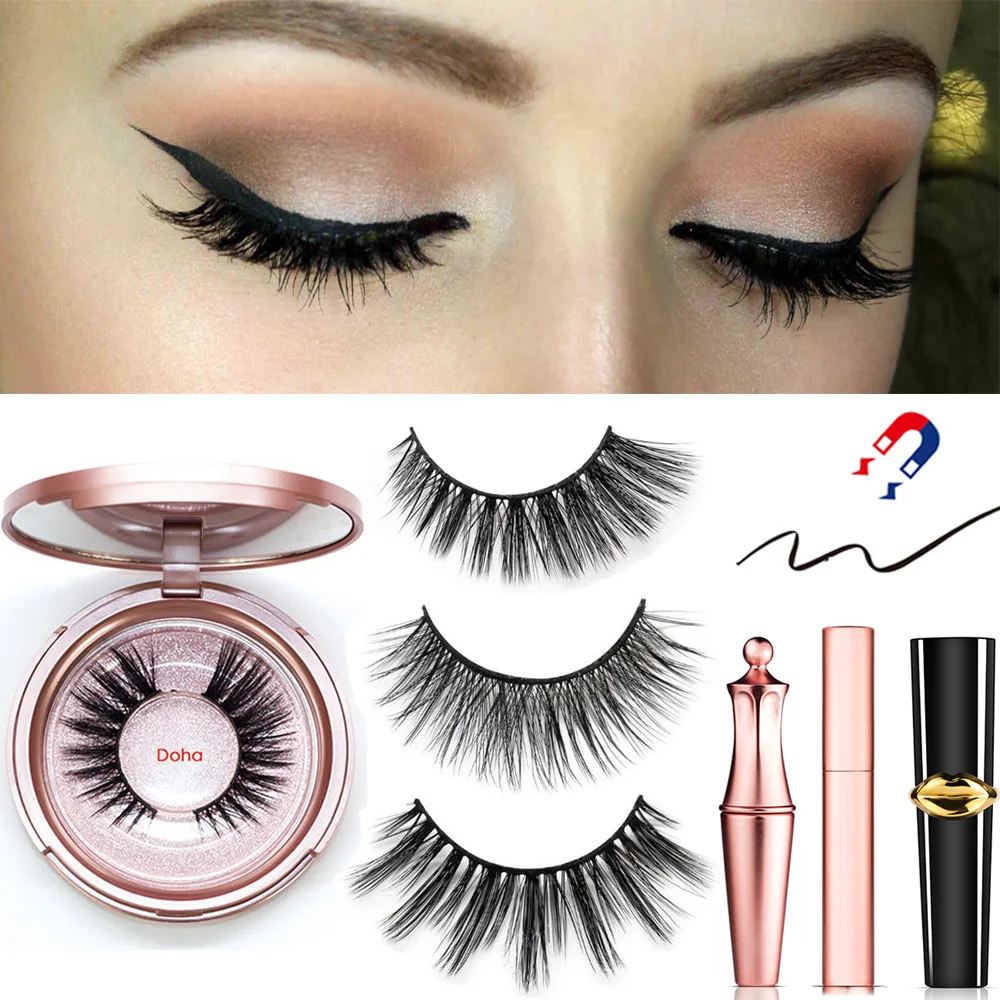 
waterproof magnetic eyelash kit Magnetic Eyelashes thin strip magnetic lash natural magnetic eye lashes magntique cils 