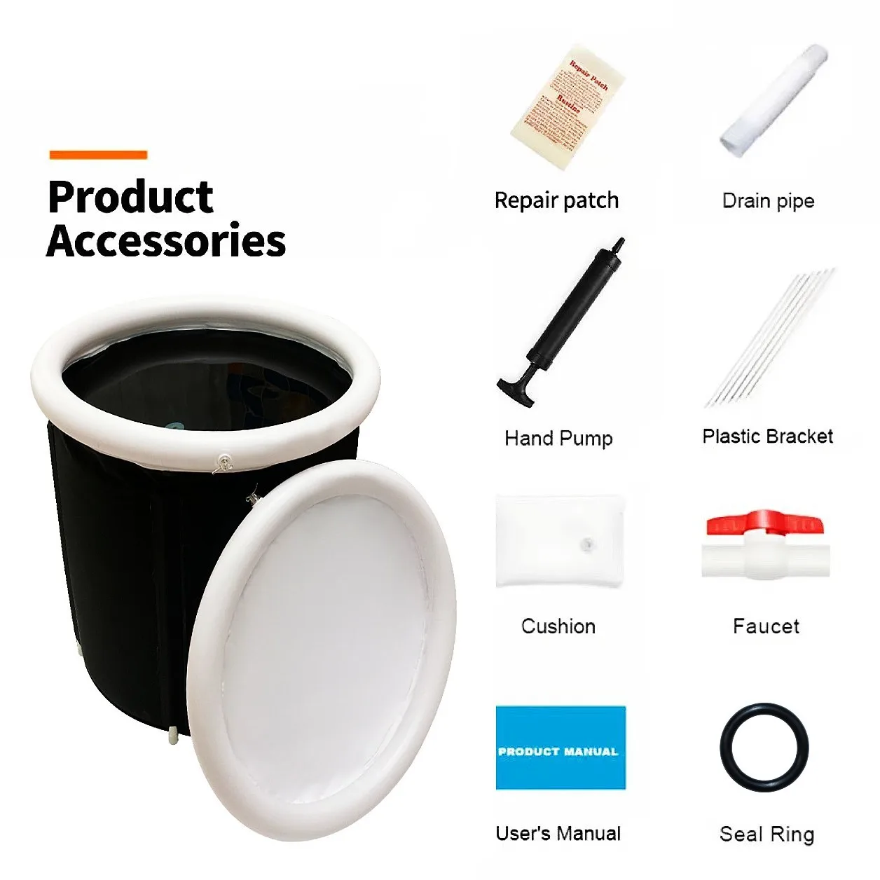 2023 New design Foldable with air ring  stainless steel structure PP material Adult Bath tub