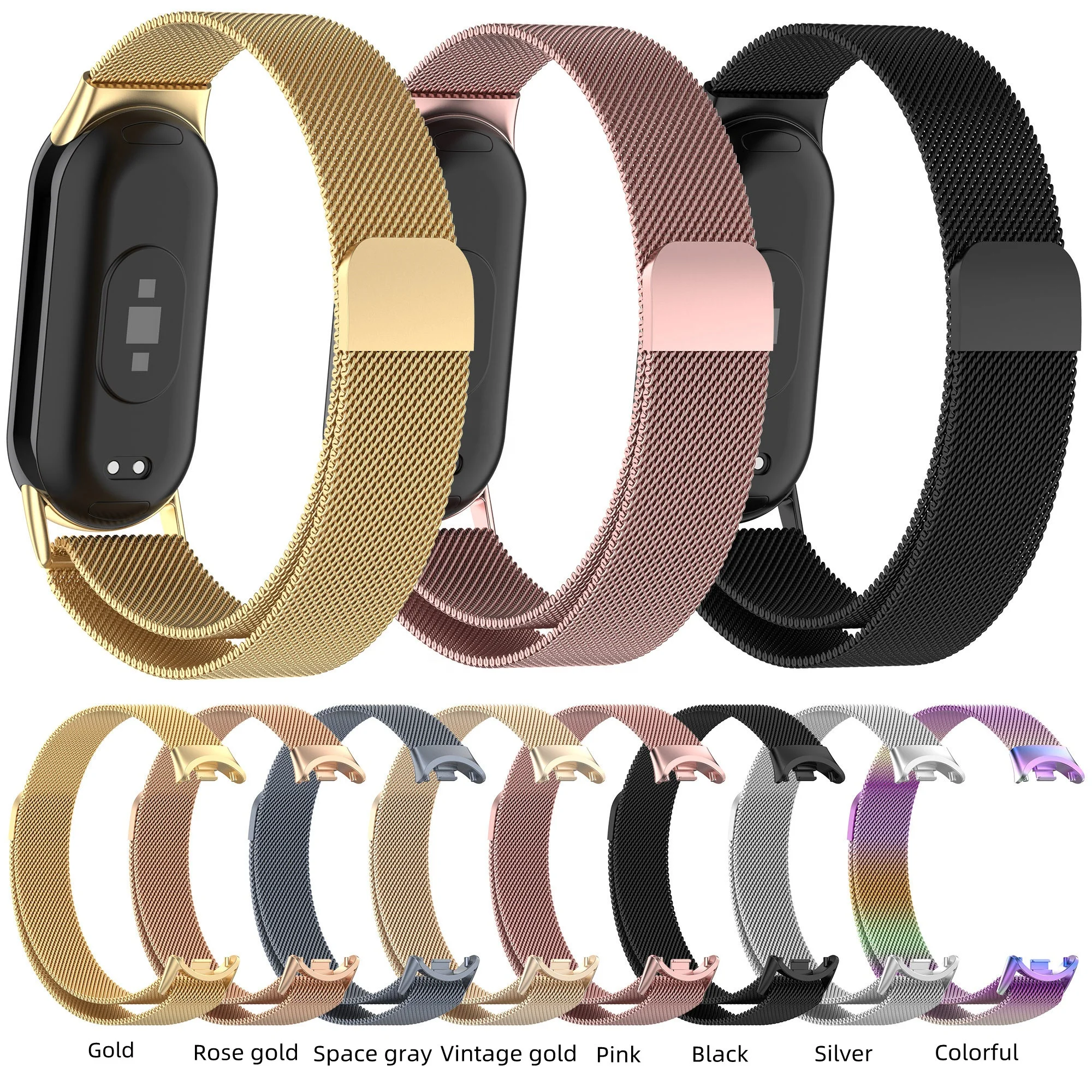 Milanese Magnetic loop for Xiaomi smart Band 8-NFC Strap Sport adjustable steel strap Replacement Mi Band 8 smart watch