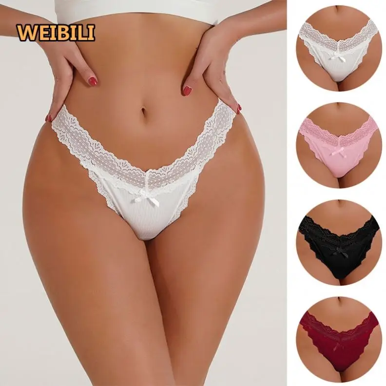 Hot Selling  Lace Lingerie Women Invisible Thongs T Back Seamless Underwear Low Rise Lace Thongs for Women