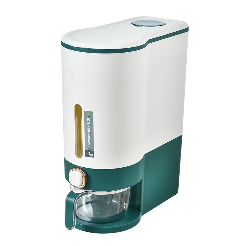 10kg Premium Plastic BPA-Free Large Capacity Cereal Grain Dry Food Storage Box Rice Dispenser with Measuring Cylinder