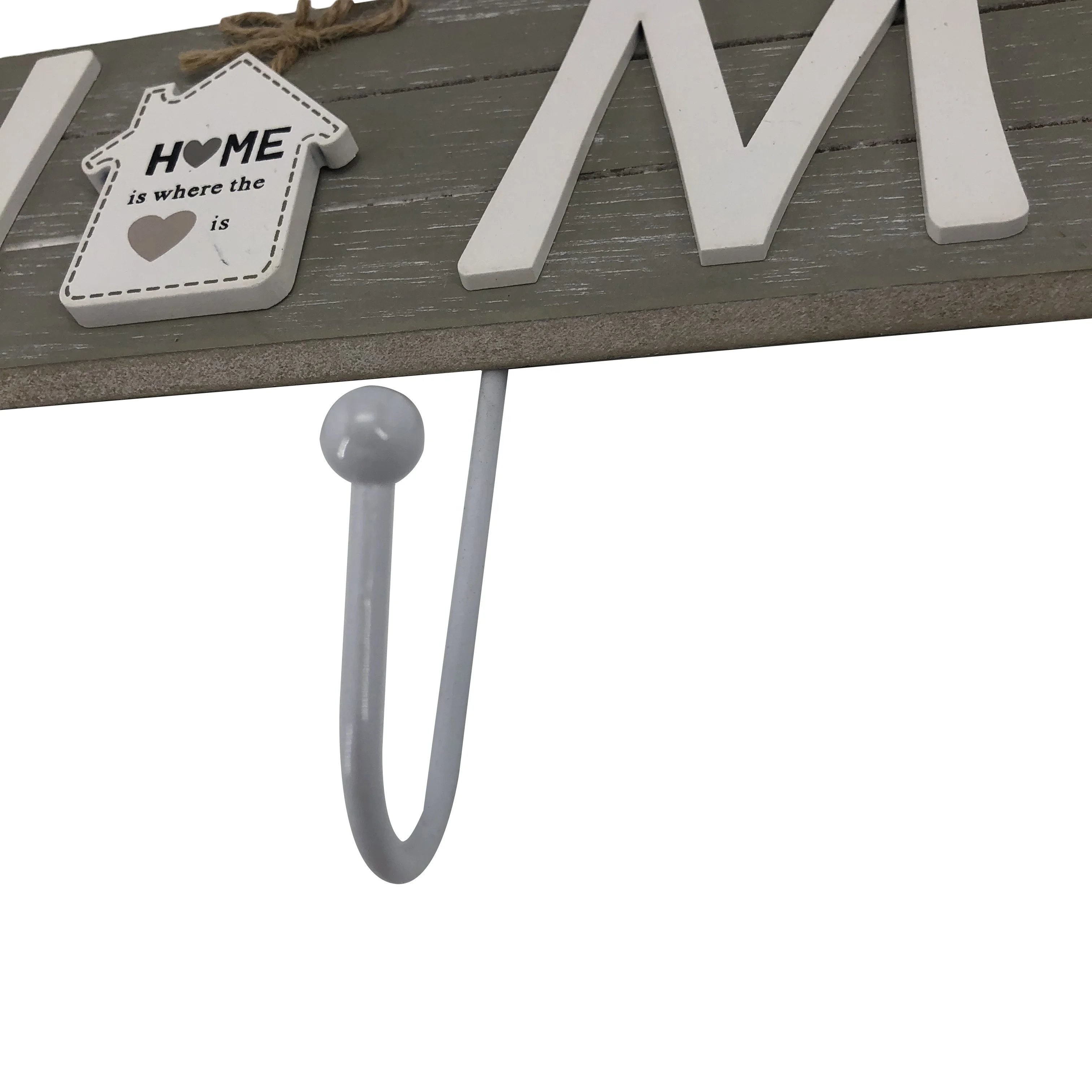 Wholesale Whitewash Decorative Kitchen Kids Hanging Wall Mount Storage Home Decor Wooden Hangers Clothes Metal Hook