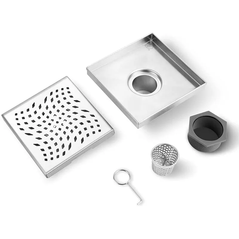Stainless steel floor drain square detachable filter