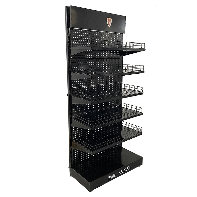 Large Capacity Store Phone Accessories Power Product Hardware Tools Makeup Food Metal Basket Pegboard Display Stand Rack Shelf