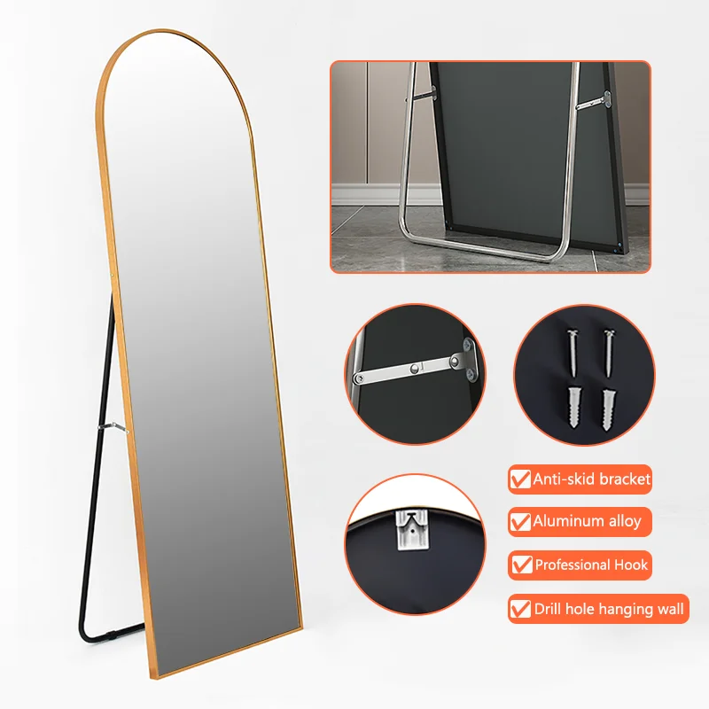 Decorative living room large wall arched full length aluminum frame floor length mirror