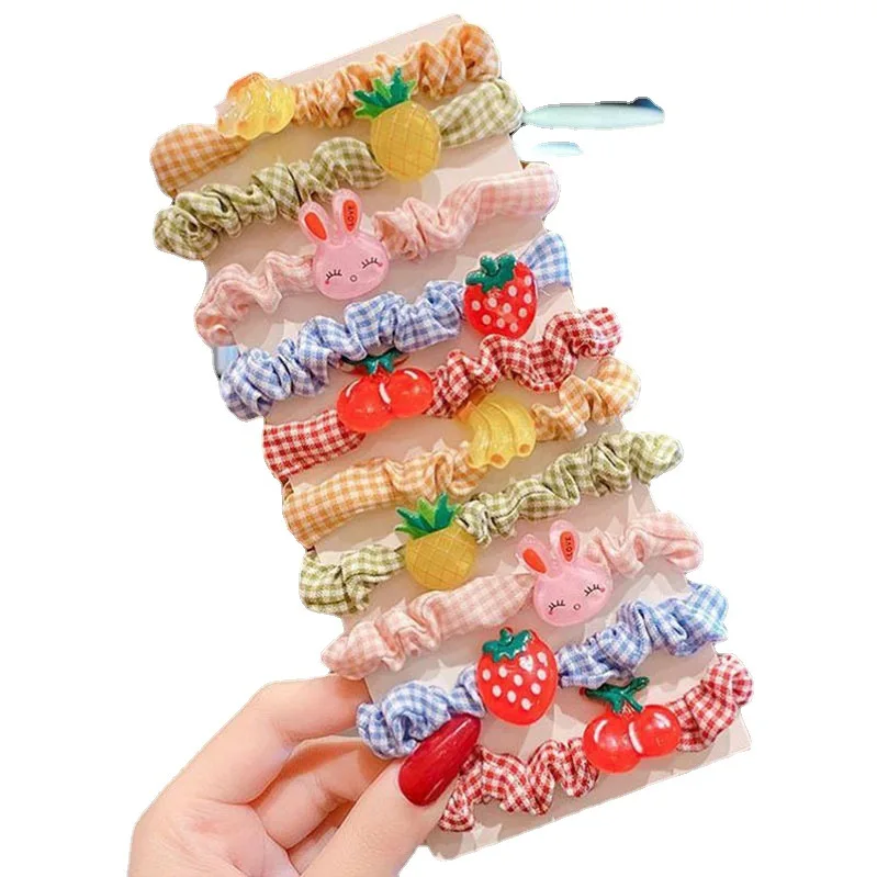 HONEY FLOWER Girls Small Intestine Hair Ring Plaid Head Rope Baby Elastic Hair Rope Children Hair Band Scrunchies