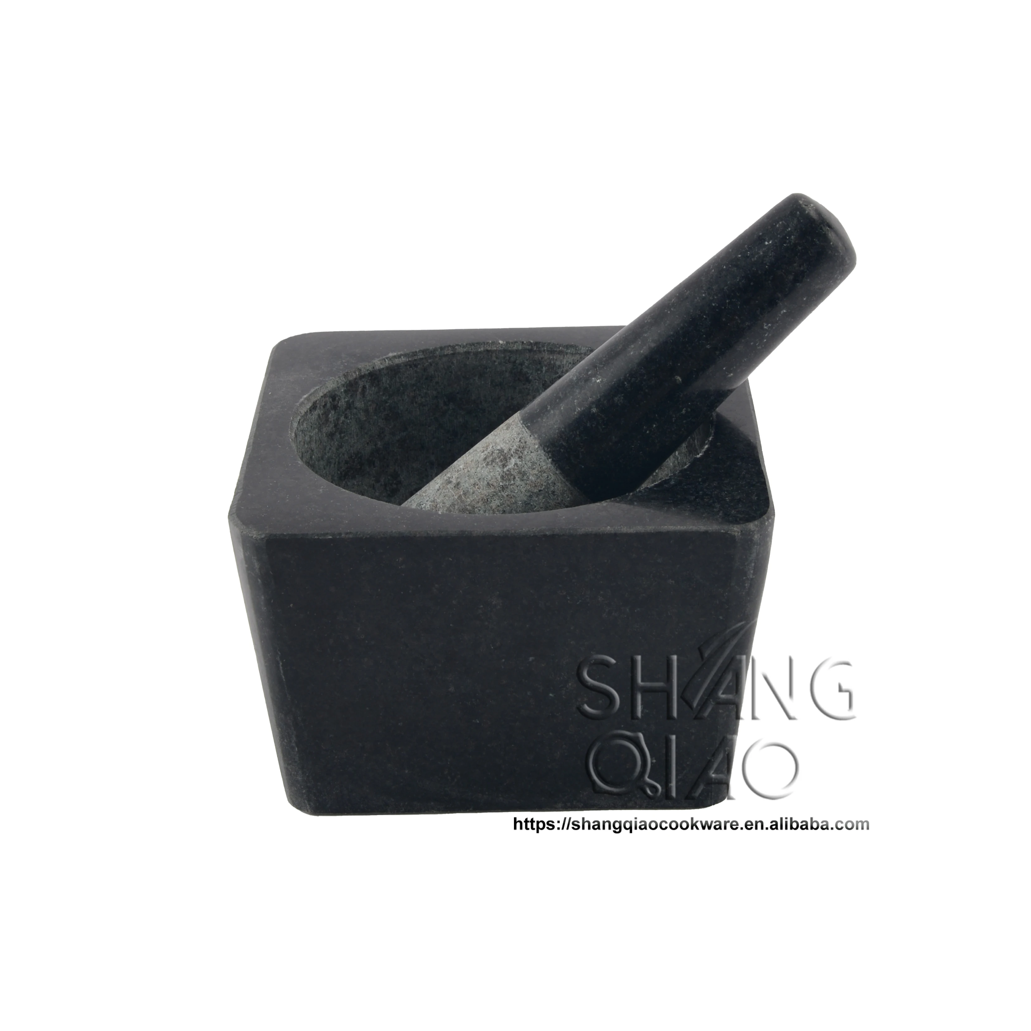 Granite Square Mortar and Pestle Set Herb and Spice Tools Natural Surface Garlic Masher