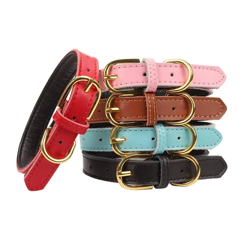 High Quality Adjustable Leather Dog Collar in various colors