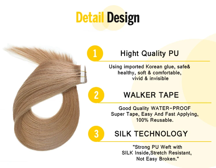 Wholesale Price High Quality Tape Hair Extensions Cuticle Injected Tape In Human Hair