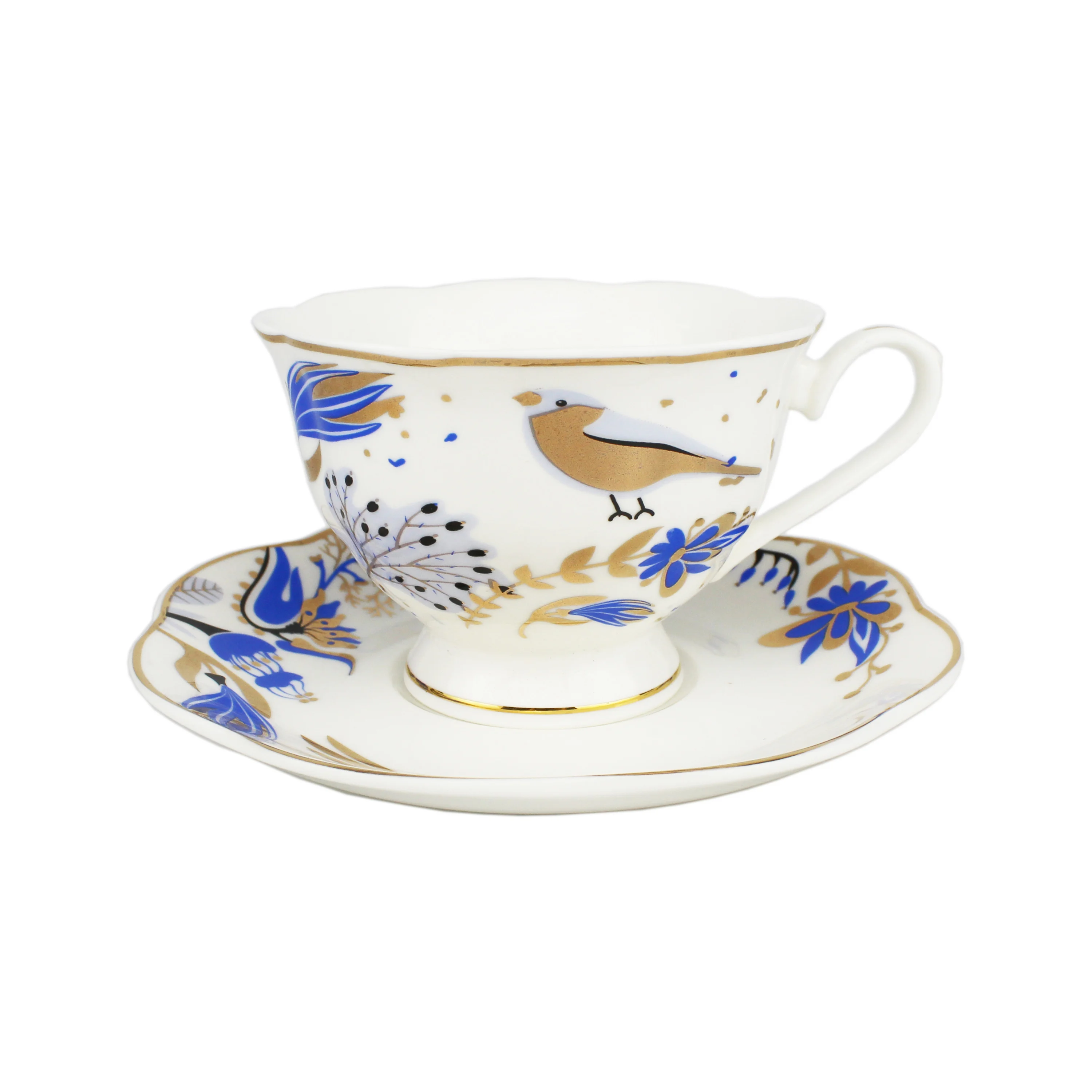 Ceramic European Style Tea Cups With Saucer In Bulk White