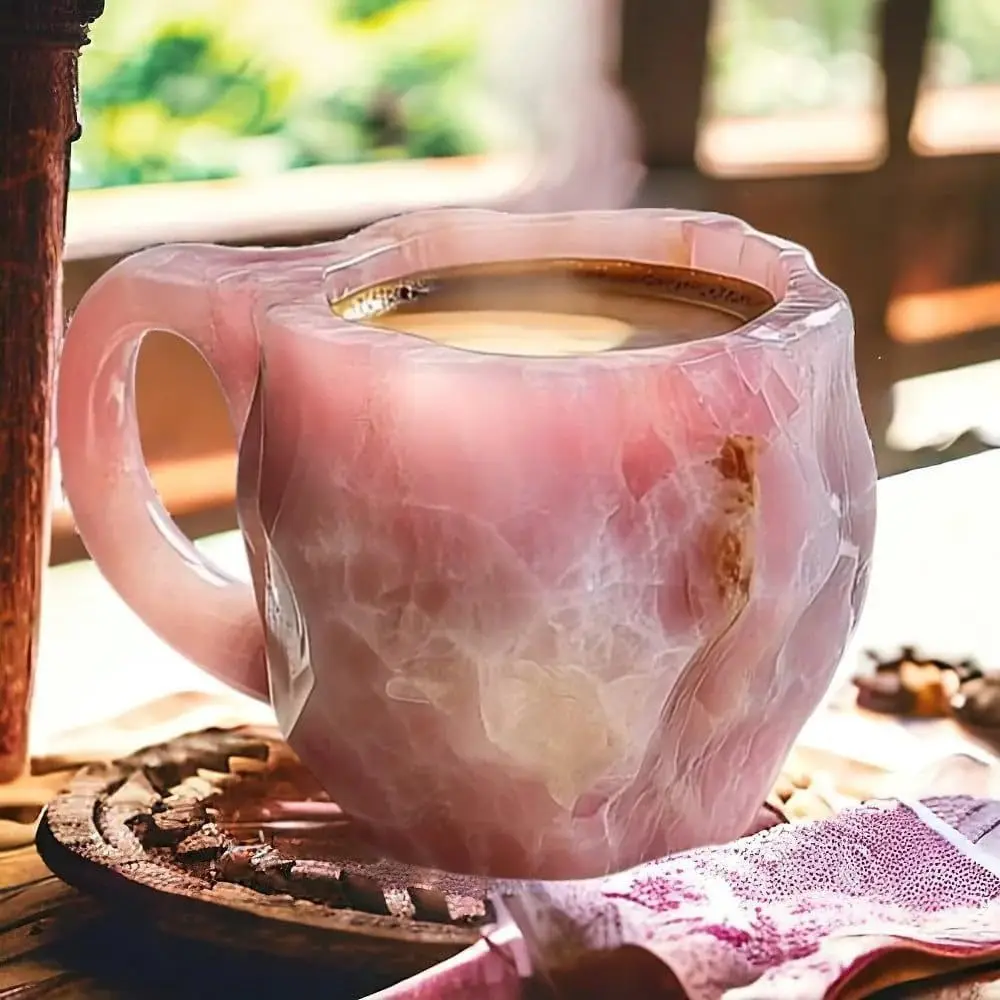 New Treading Mineral Crystal Coffee Mug Natural Crystal Mineral Coffee Mug with Handle Imitation Mineral Crystal Resin Water Cup