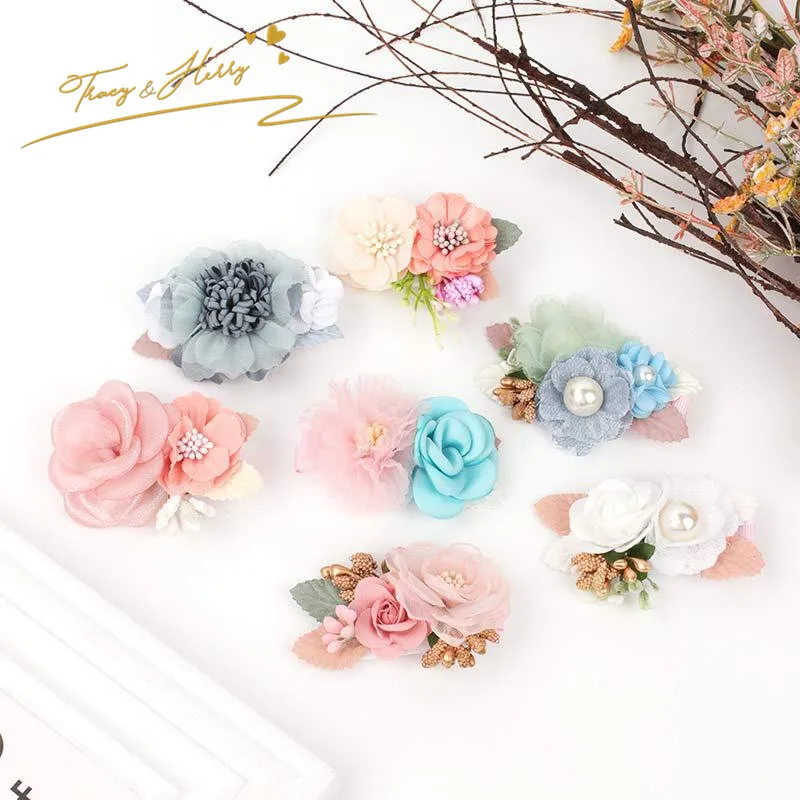 Tracy & Herry  Hair Decoration baby girls Floral Hair clip New Birthday Party Flowerhair clips for kids