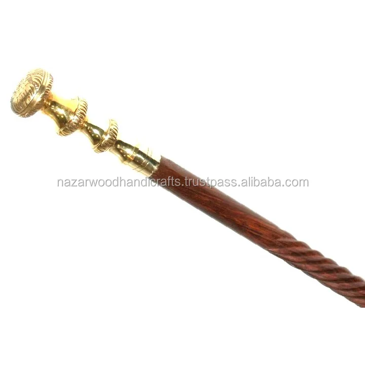 CLASSICAL WOODEN WALKING STICK ITEM WITH BRASS HANDLE