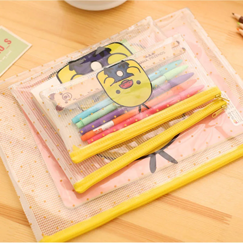 
Durable Waterproof Cute Pvc Mesh Zipper Document Bag 