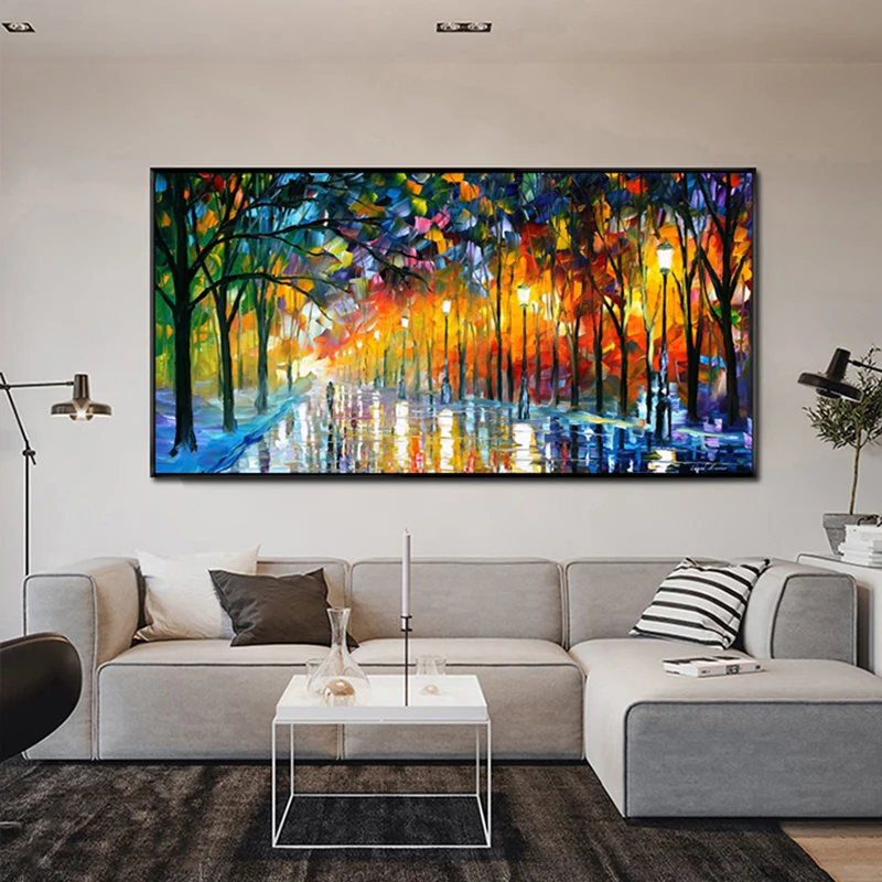 Home Decor Poster Landscape Prints Rain Light Tree Oil Painting Wall Art Modern Canvas Painting for Living Room