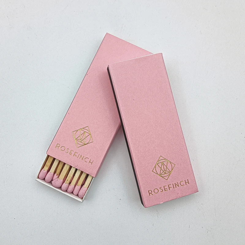 Розовые спичечные коробки безопасные натуральные спички индивидуальные оптовые черные деревянные домашние свечи