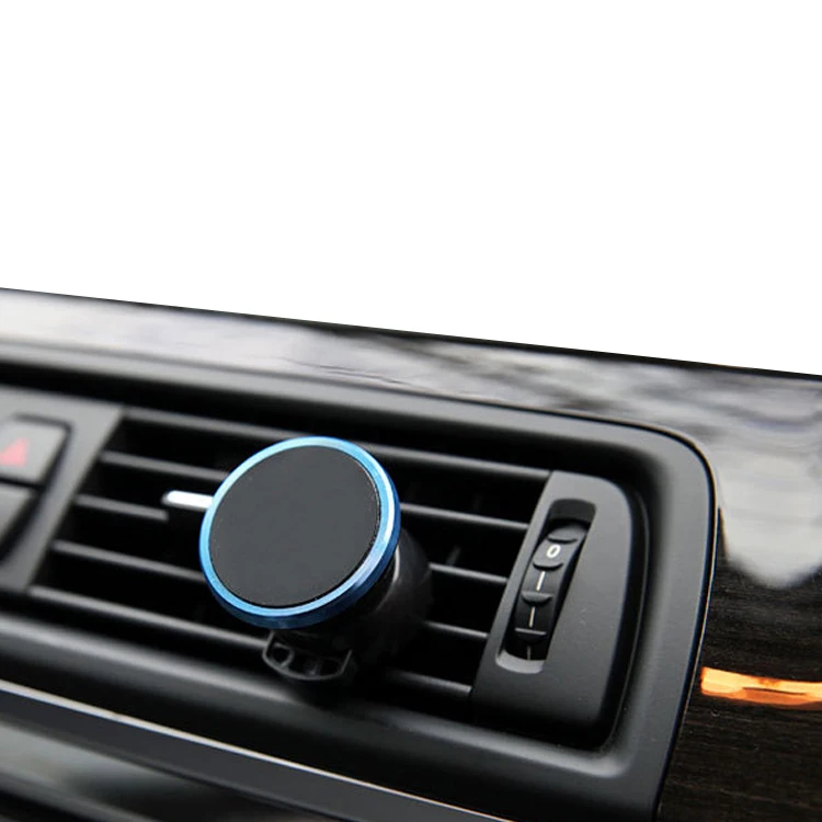 universal snap 360 rotation magnet mount aluminum clip air vent mini magnetic car phone holder with metal plate