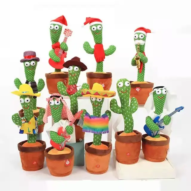 Dancing Cactus Funny Wriggle Doll Talking Game recording Talking Singing Music Twisting Dancing Cactus Plush Toy Doll