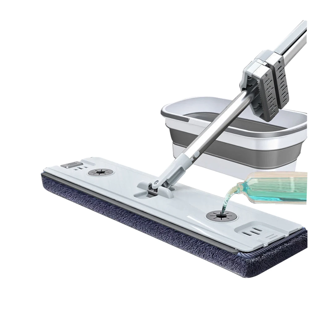 Hand Free Squeeze Clean Mop Set Magic 360 Rotating Flat Floor Mop For Home Kitchen Living Room Floor Cleaning