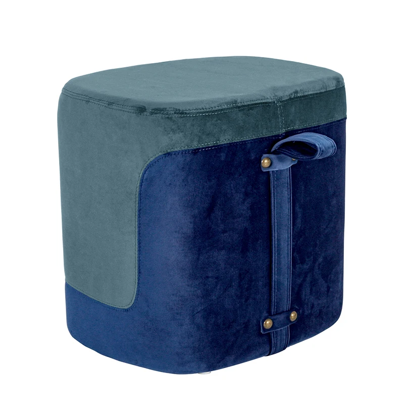 USA warehouse direct ship Modern living room furniture fabric square side velvet Ottoman stool