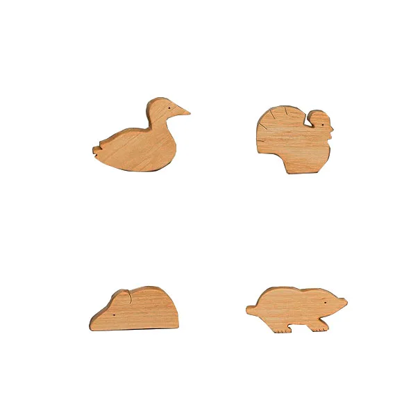 Wooden cute personalized animal toys Montessori woodland animal duck turkey mouse mole Toddler Toy
