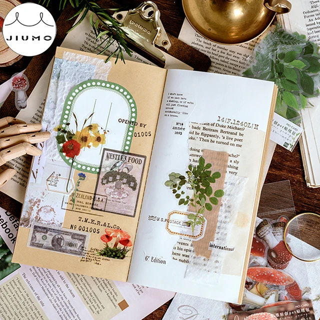 40Pcs/bag Plant Flower Mushroom Ginkgo Pet Deco Diary Stickers Scrapbooking Planner Decorative Stationery Stickers JIUMO