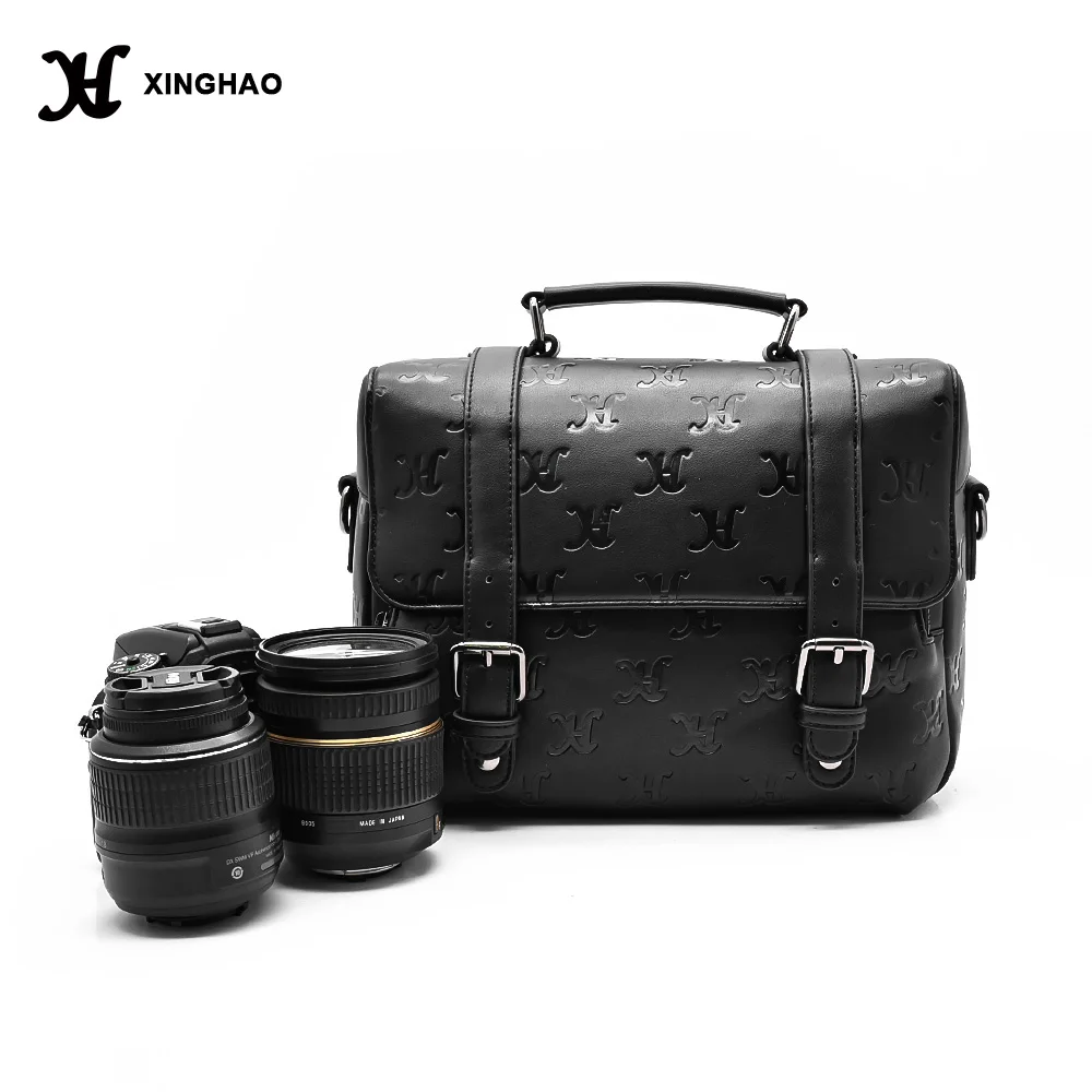 High quality customized New Arrival Vegan Leather Camera Bag Large Capacity Messenger Camera bag