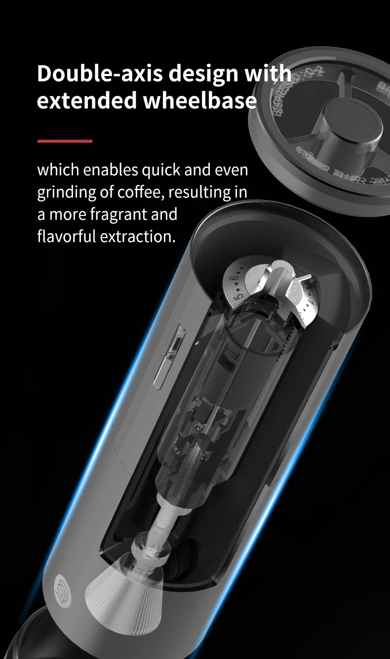 Переносная кофемолка zeroHero 6 ядер с заусенцами из алюминиевого сплава Usb-зарядкой со встроенной литиевой батареей